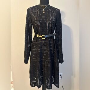 BCBGMaxAzria Black Lace Long Sleeve Dress